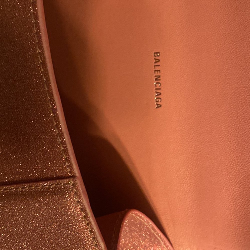 Pink glitter Balenciaga xs Hourglass clutch bag - Picture 3 of 4